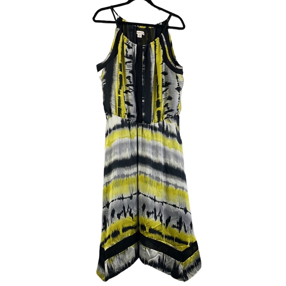 Coldwater Creek Sleeveless Midi Dress Black Yellow White Size 16